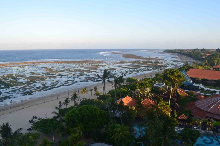 Sanur Beach in Low Tide, Exposing the reef